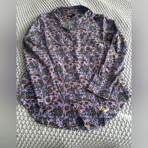 J.Crew Lilac Tiger Paisley 100% Silk Blouse